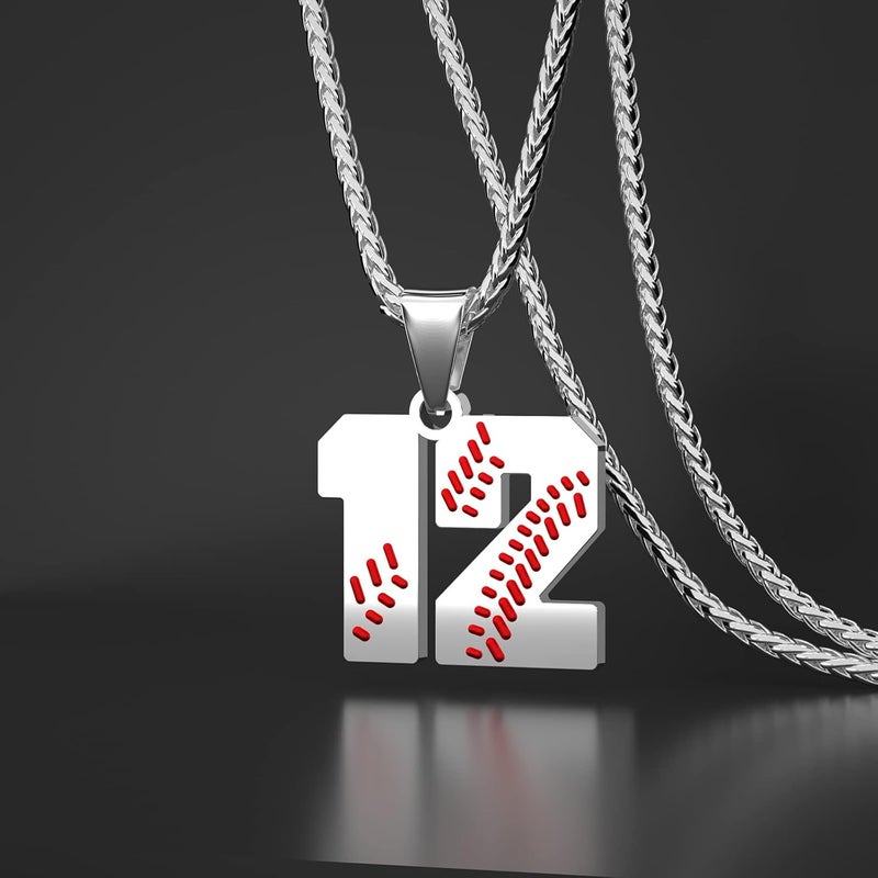Wikavanli Personalized Baseball Jersey Number 00-99 Necklace - Stainless Steel Baseball Chain Pendant Necklace - Team Jewelry Gift for Boys, Girls, Men, Women - Image 2